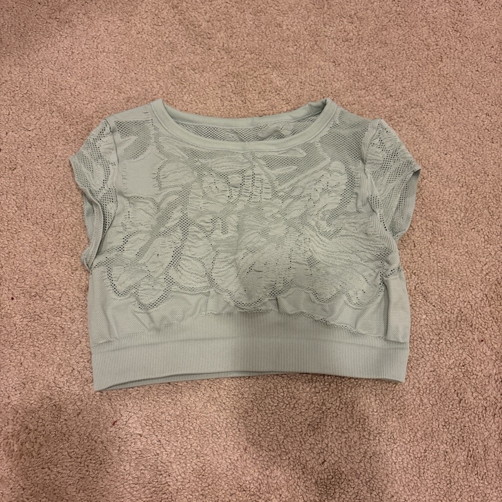Light Green Cropped Mesh Top